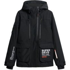 Kurtka narciarska Superdry Ultimate Rescue. Czarne kurtki snowboardowe męskie Superdry., s, bez wzorów, bez kaptura, narciarskie. Za 1,258.50 zł.