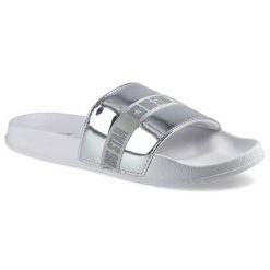 Srebrne Klapki Big Star Modne Damskie Buty Na Lato. Szare klapki damskie Big Star, z aplikacjami, z materiału, retro, bez obcasa. Za 53.00 zł.
