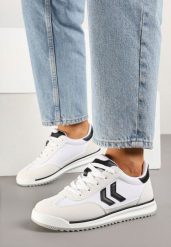 Białe Sneakersy Ozdobione Strzałkami Kortewi. Białe obuwie sportowe damskie Born2be, bez wzorów, z jeansu. Za 79.99 zł.