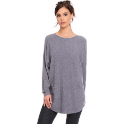 Sweter "Fiona" w kolorze szarym. Szare swetry damskie Cosy Winter, ze splotem, z okrągłym kołnierzem. W wyprzedaży za 181.95 zł.