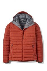 Kurtka trekkingowa puchowa męska Microlight Windstopper Hoody. Czerwone kurtki męskie RAB, l, bez wzorów, z gore-texu, bez kaptura. Za 1,509.99 zł.