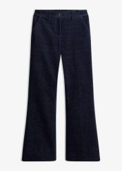 Spodnie ze sztruksowego aksamitu. Niebieskie spodnie materiałowe damskie bonprix, bez wzorów, ze sztruksu. Za 179.99 zł.