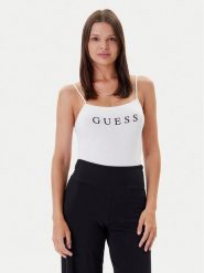 Guess Body O5RM11 KBBU1 Biały Regular Fit. Białe koszule damskie Guess, xs, z aplikacjami, z bawełny, bez kołnierzyka, bez ramiączek. Za 79.99 zł.