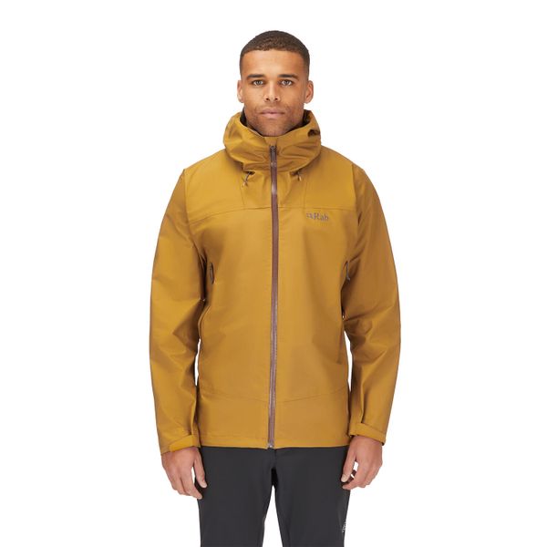 Kurtka przeciwdeszczowa męska Rab Namche GTX Jacket z kapturem. Żółte kurtki męskie RAB, m, bez wzorów, sportowe, z kapturem. Za 959.99 zł.