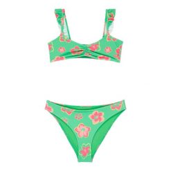 Komplet bikini 2-częściowy dla Dziewczynki TROPICOOL. Zielone stroje kąpielowe dla dziewczynek Roxy, bez wzorów, z elastanu. Za 149.99 zł.