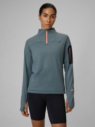 4F Bluza trekkingowa slim bez kaptura damska - khaki XL. Brązowe bluzy damskie 4f, l, bez wzorów, bez kaptura. Za 179.99 zł.