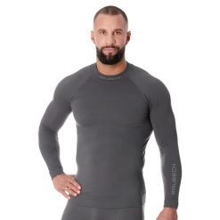 Bluza męska termoaktywna Brubeck EXTREME THERMO. Szare bluzy męskie Brubeck, m, bez wzorów, z elastanu, bez kaptura, do biegania. Za 197.99 zł.