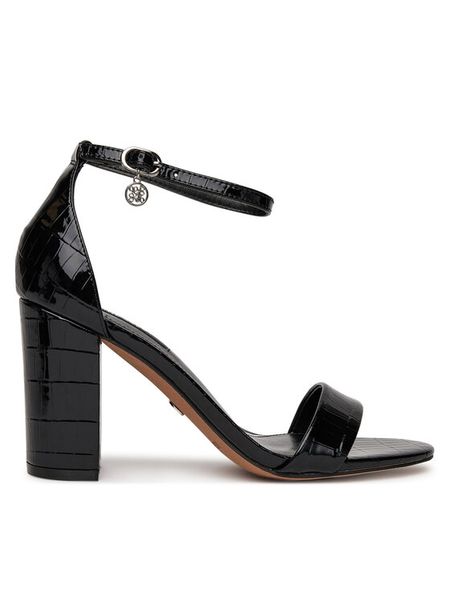 Nine West Sandały S4SH1823-01 Czarny. Czarne sandały damskie Nine West, bez wzorów, z materiału, bez obcasa, na słupku, bez zapięcia. Za 229.99 zł.