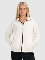 4F Bluza dresowa rozpinana z kapturem damska - biała M. Białe bluzy damskie 4f, m, bez wzorów, z dresówki, z kapturem. Za 249.99 zł.
