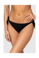 MOSCHINO Czarny dół od bikini z wiązaniami i złotym logo, Rozmiar XS. Czarne bikini damskie MOSCHINO, s, bez wzorów. W wyprzedaży za 249.99 zł.