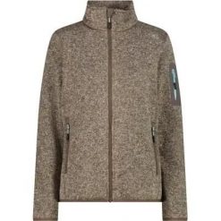 CMP Damska Kurtka Knit-Tech Fleece 100% Poliester – 04QV Toffee-Cream. Białe kurtki damskie CMP, bez wzorów, z materiału, bez kaptura. Za 245.50 zł.