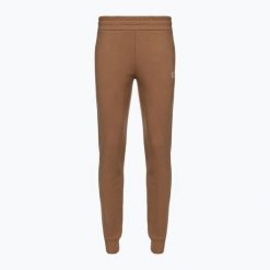 Spodnie damskie EA7 Emporio Armani Train Logo Series Essential. Brązowe spodnie materiałowe damskie EA7 Emporio Armani, l, bez wzorów, z bawełny. Za 219.99 zł.