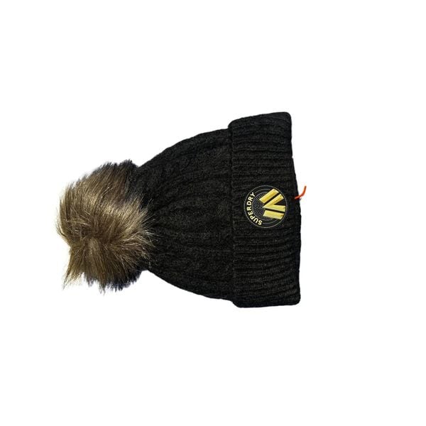 Kapelusz damski Superdry Cable Luxe. Czarne czapki i kapelusze damskie Superdry., na zimę, bez wzorów, z wełny, eleganckie. Za 144.45 zł.