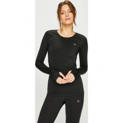 Calvin Klein Performance - Bluzka. Czarne bluzki damskie Calvin Klein Performance, z elastanu, z okrągłym kołnierzem. Za 299.90 zł.
