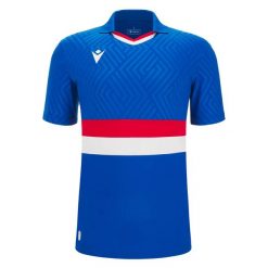 Jersey Macron Charon Eco. Czerwone koszulki sportowe męskie Macron, bez wzorów, z jersey, bez kołnierzyka, bez ramiączek, do piłki nożnej. Za 241.50 zł.