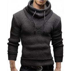 Męski sweter ABRAM GRAFIT. Szare swetry przez głowę męskie Męski sweter ABRAM GRAFIT, l, bez wzorów, bez kołnierzyka. W wyprzedaży za 99.00 zł.
