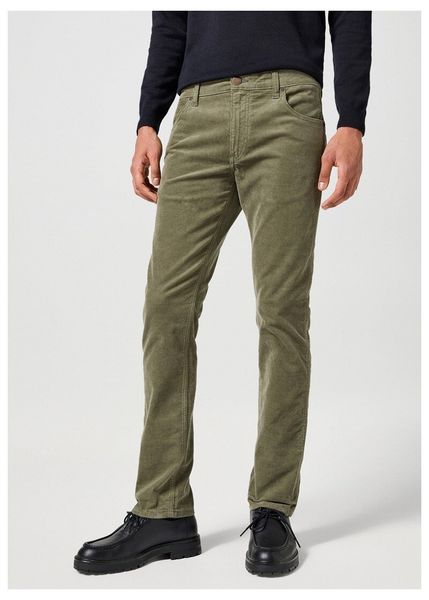 WRANGLER GREENSBORO MĘSKIE SPODNIE MATERIAŁOWE SZTRUKSOWE SZTRUKS DUSTY OLIVE 112356861 W15Q018011. Zielone spodnie materiałowe męskie Wrangler, l, bez wzorów, z materiału. Za 229.99 zł.