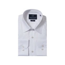 KOSZULA WHITE CLASSIC. Białe koszule męskie Guns&tuxedos, z kwadratowym dekoltem, z krótkim rękawem. Za 129.99 zł.