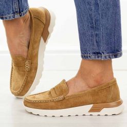 Camelowe skórzane mokasyny damskie Filippo Dp7528/26. Brązowe mokasyny damskie Filippo, z jeansu, casualowe. Za 219.00 zł.