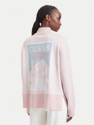 Guess Sweter V6BR12 Z1673 Różowy jasny Regular Fit. Czerwone swetry damskie Guess, xl, z aplikacjami, z syntetyku, bez kołnierzyka, bez ramiączek, bez kaptura. Za 394.99 zł.