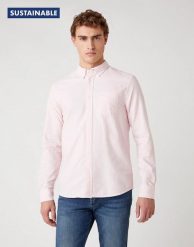 MĘSKA KOSZULA WRANGLER LS 1 PKT BUTTON DOWN SILVER PINK W5A3BMXTU 112130024. Różowe koszule męskie Wrangler, m, bez wzorów, bez kołnierzyka, bez ramiączek. Za 129.99 zł.