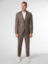 BOSS garnitur Mężczyźni Slim Fit wełna ze strzyży brązowy, 50. Brązowe garnitury męskie Boss, z aplikacjami, z materiału, eleganckie. Za 2,999.95 zł.