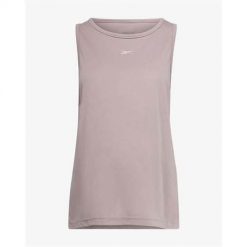 Koszulka treningowa damska Reebok HK6843. Szare koszulki sportowe damskie Reebok, s, bez wzorów, z materiału, bez kołnierzyka, bez ramiączek, na fitness i siłownię. Za 113.00 zł.