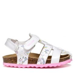 Sandały Geox. Czerwone sandały dziewczęce Geox, bez zapięcia. Za 249.99 zł.