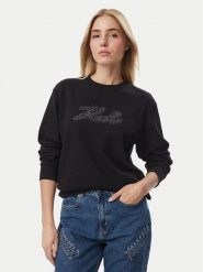 KARL LAGERFELD Bluza Rhinestone B4W20007 Czarny Relaxed Fit. Czarne bluzy damskie KARL LAGERFELD, m, bez wzorów, z bawełny, bez kaptura. Za 649.99 zł.