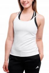 Koszulka damska adidas Studio Slim Strappy Back Tank Top. Białe koszulki sportowe damskie Adidas, m, bez wzorów, z elastanu, bez kołnierzyka, bez ramiączek, na fitness i siłownię. Za 60.99 zł.