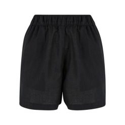 Krótkie spodenki z mieszanki lnu dla kobiet Urban Classics. Czarne szorty damskie Urban Classics, bez wzorów. Za 160.50 zł.