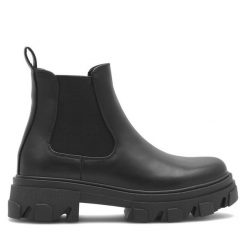 Botki DeeZee. Czarne botki damskie DeeZee, bez obcasa, na płaskiej podeszwie, bez zapięcia. Za 169.99 zł.