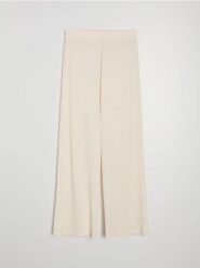 Strukturalne spodnie wide leg - kremowy. Białe spodnie materiałowe damskie Sinsay, l, bez wzorów. Za 39.99 zł.