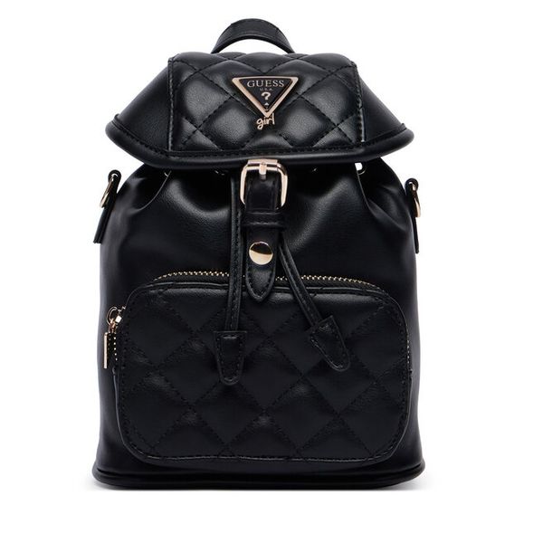 Plecak Guess. Czarne plecaki damskie Guess, z aplikacjami. Za 324.99 zł.