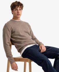 Superdry Essentials Cotton Jumper – Sweter z organicznej bawełny, krój relaxed. Brązowe swetry przez głowę męskie Superdry., xl, bez wzorów, z bawełny, bez kołnierzyka. Za 320.05 zł.