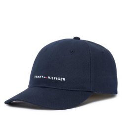 Czapka z daszkiem Tommy Hilfiger. Niebieskie czapki i kapelusze damskie Tommy Hilfiger, bez wzorów. Za 189.99 zł.