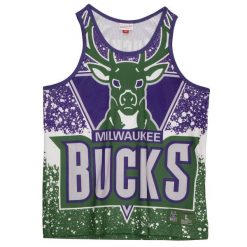 Koszulka męska bez rękawów Mitchell & Ness NBA Milwaukee Bucks Tank Top. Fioletowe koszulki sportowe męskie Mitchell & Ness, m, bez wzorów, sportowe, bez kołnierzyka. Za 199.00 zł.