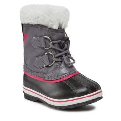 Śniegowce Sorel. Fioletowe buty zimowe dziewczęce Sorel, z nylonu, bez zapięcia. Za 439.00 zł.