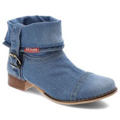 Jeansowe Botki Artiker Damskie Buty Na Płaskim Obcasie. Niebieskie botki damskie Artiker, z denimu, bez obcasa, na obcasie. Za 289.00 zł.