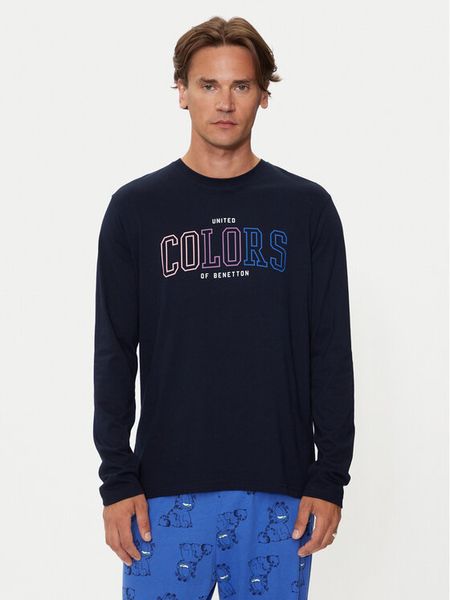United Colors Of Benetton Longsleeve 3I1XU109C Granatowy Regular Fit. Niebieskie bluzki z długim rękawem męskie United Colors Of Benetton, m, bez wzorów, z bawełny, bez kołnierzyka. Za 109.99 zł.