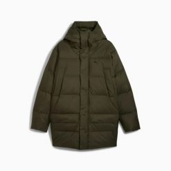 Kurtka z kapturem męska Puma PROTECTIVE DOWN PARKA zielona 62646670 r L. Zielone parki męskie Puma, l, bez wzorów, z materiału, z kapturem. Za 546.34 zł.