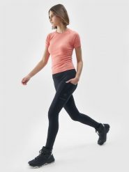 4F Spodnie do biegania w terenie szybkoschnące damskie - czarne S. Czarne spodnie sportowe damskie 4f, l, bez wzorów, z dzianiny, do biegania. W wyprzedaży za 119.99 zł.