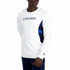 Bluzy Le Coq Sportif Model Saison Kolor Biały. Białe bluzy męskie le coq sportif, m, bez wzorów, z tkaniny, bez kaptura. W wyprzedaży za 263.05 zł.