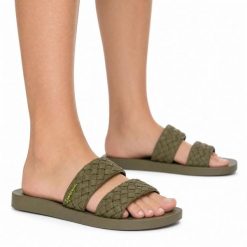 Klapki damskie Ipanema 83243 RENDA II FEM. Zielone klapki damskie Ipanema, z aplikacjami, z materiału, eleganckie, bez obcasa. Za 59.00 zł.