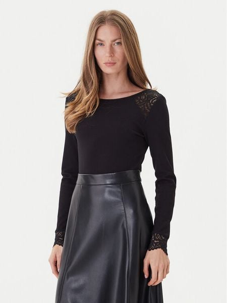 Morgan Body 251-TDENTY Czarny Slim Fit. Czarne bluzki damskie Morgan, l, bez wzorów, z wiskozy, bez kołnierzyka, bez ramiączek. Za 139.99 zł.