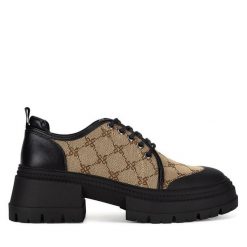 Oxfordy Nine West. Brązowe półbuty damskie Nine West, bez wzorów, bez obcasa, bez zapięcia. Za 249.99 zł.