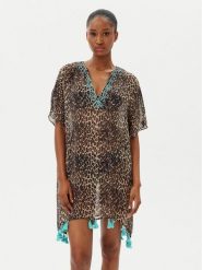 LOLA CASADEMUNT Sukienka plażowa LS2516051 Brązowy Relaxed Fit. Brązowe sukienki damskie LOLA CASADEMUNT, na plażę, m, bez wzorów, z wiskozy, bez kołnierzyka, bez ramiączek. Za 209.99 zł.