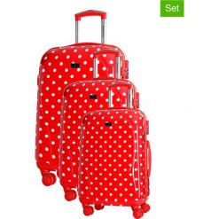 Zestaw walizek w kolorze czerwonym ze wzorem - 3 szt. Walizki męskie Platinium, z materiału. W wyprzedaży za 659.95 zł.