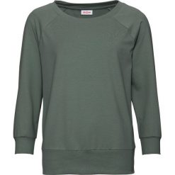 Bluza oversize, rękawy 3/4 bonprix szaro-zielony. Zielone bluzy damskie bonprix. Za 54.99 zł.