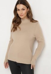 Jasnobeżowy Sweter z Wiskozą o Prostym Kroju ze Stójką i Wewnętrznym Ociepleniem Gemira. Brązowe swetry damskie Born2be, z aplikacjami, z jeansu, biznesowe, bez kołnierzyka, bez ramiączek, długie, bez kaptura. Za 84.99 zł.